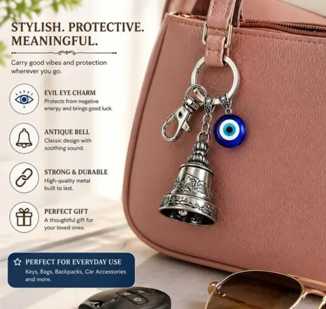 π§Ώ Evil Eye Guardian Bell Keychain β Premium Gift Box