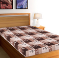 Home Beautiful Brown and Beige Floral Checkered Single Bedsheet