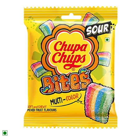 Chupa Chups Sour Bites Mixed Fruit Flavour Soft & Chewy Toffee, 66 g
