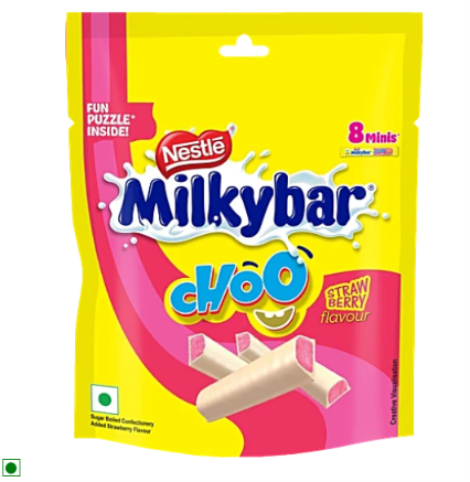 Milkybar Choo Strawberry Flavour White Chocolate Mini Bars, 80 g (8x10 g)