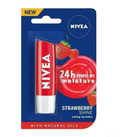 Nivea 24H Caring Lip Balm with Natural Oils, Strawberry Shine 4.8 g