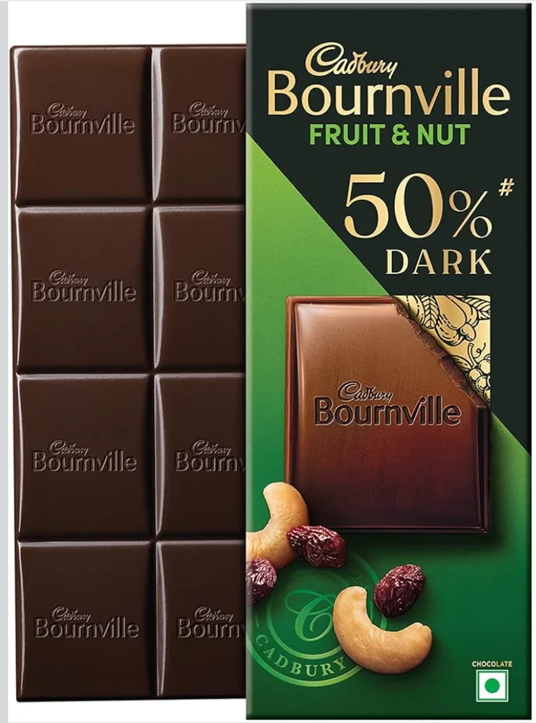 Cadbury Bournville Fruit & Nut 50% Dark Chocolate Bar, 75 Gm